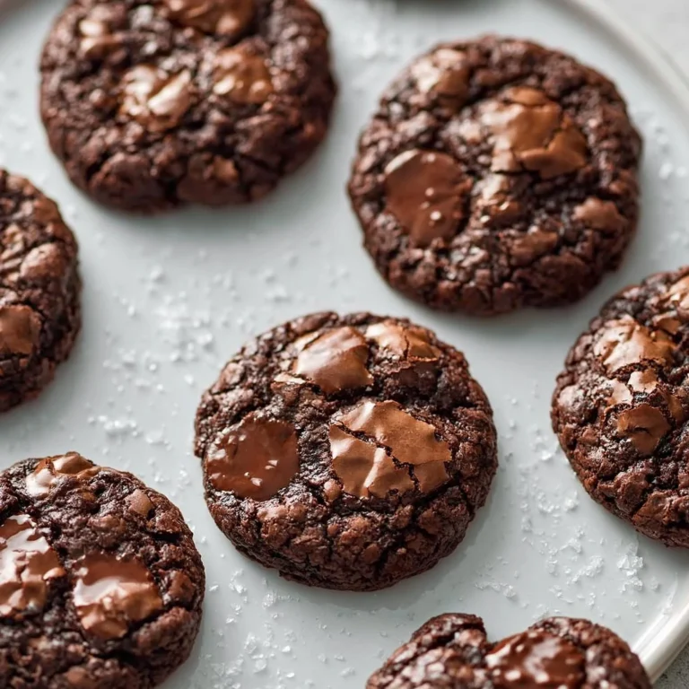 Delicious chocolate brownie cookies stacked on a plate