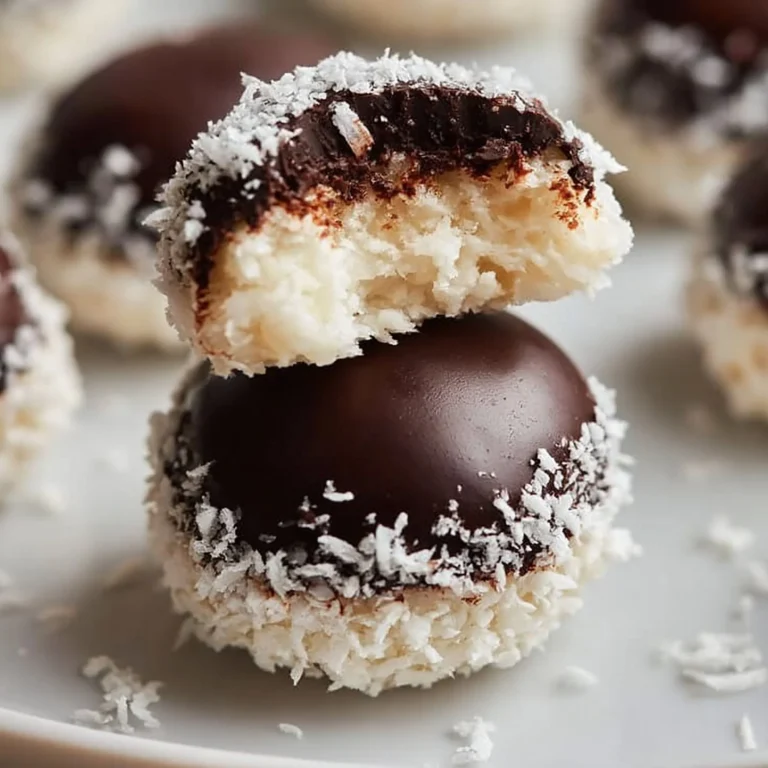 Delicious healthy chocolate coconut bites on a wooden plate