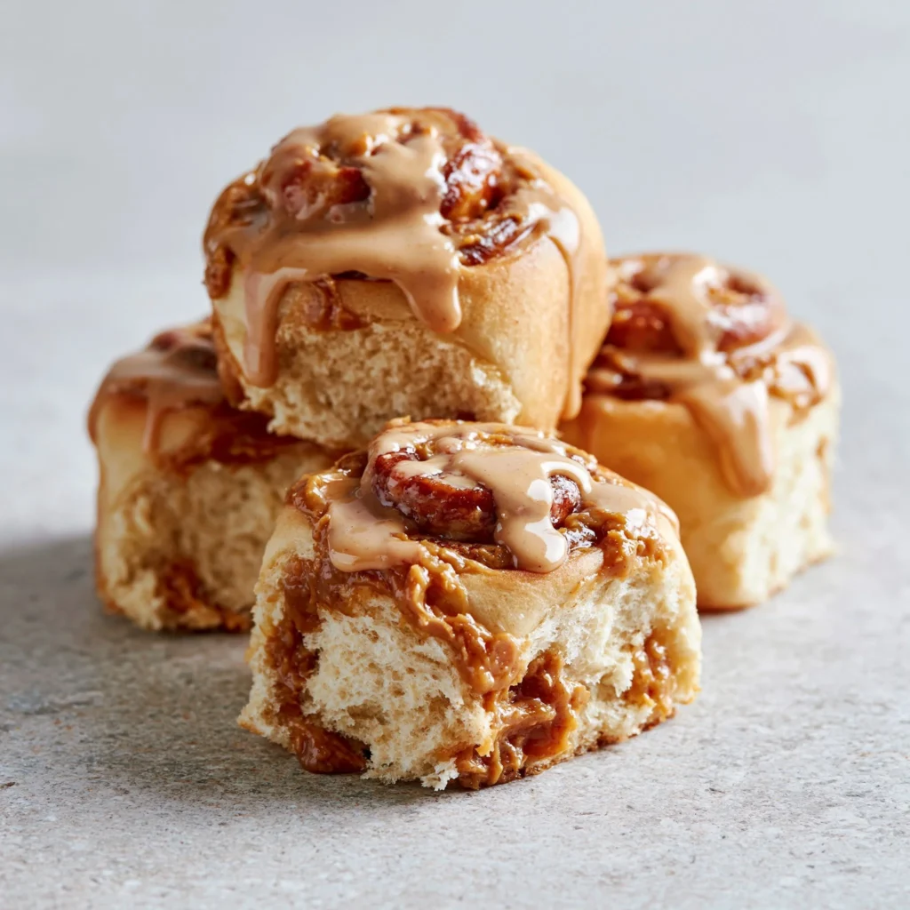 Delicious Biscoff Cookie Butter Cinnamon Rolls baked to perfection.