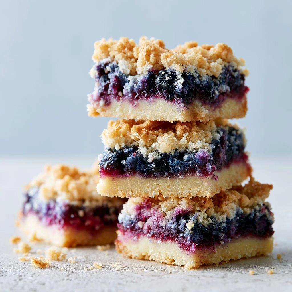 Delicious blueberry crumble bars with a buttery topping and fresh blueberries