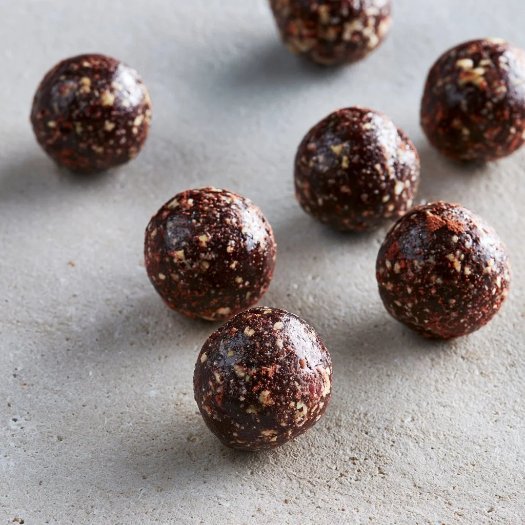 Healthy chocolate date balls made with natural ingredients