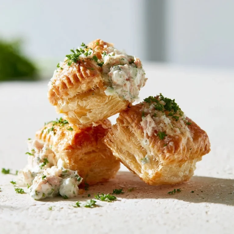 Delicious crispy chicken salad puffs served on a plate.