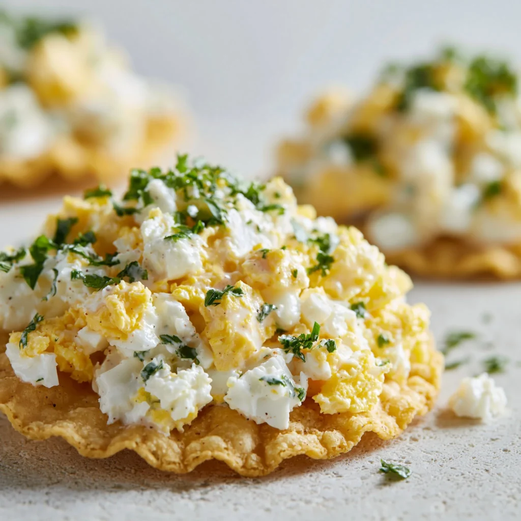 Delicious egg salad tostada with fresh ingredients and vibrant toppings