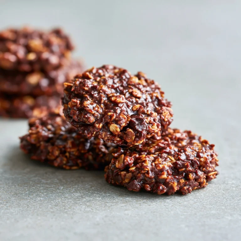 Healthy no-bake chocolate oat cookies on a plate