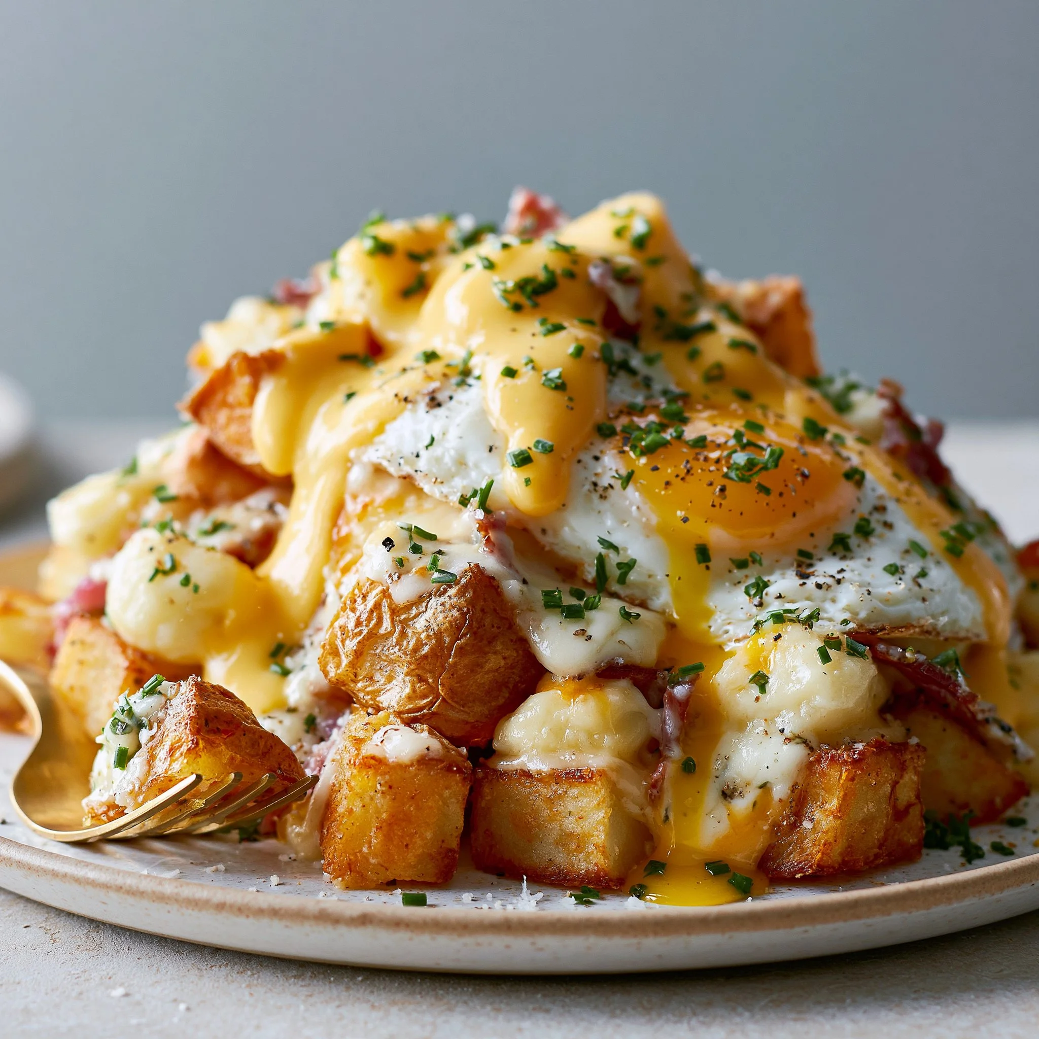 Breakfast Poutine with Hollandaise Sauce
