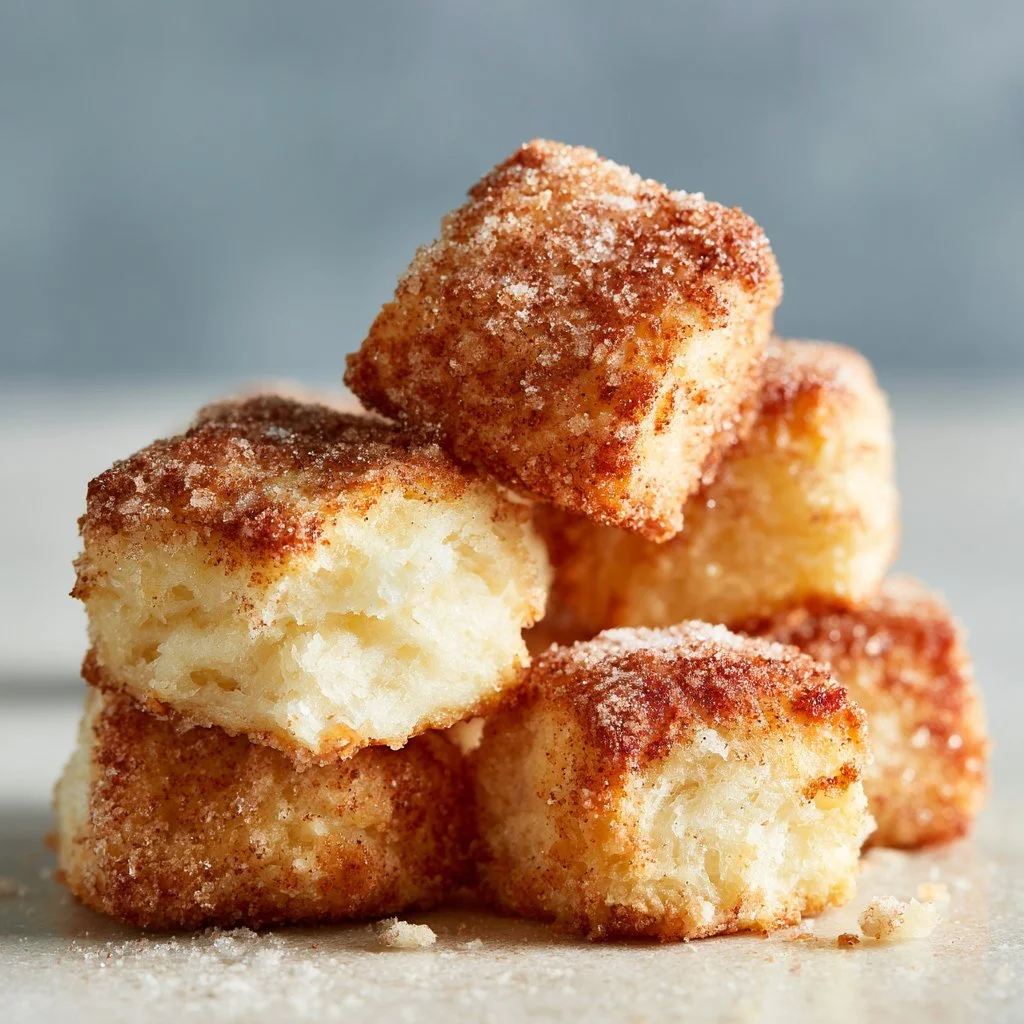 Delicious cinnamon sugar biscuit bites served on a rustic plate