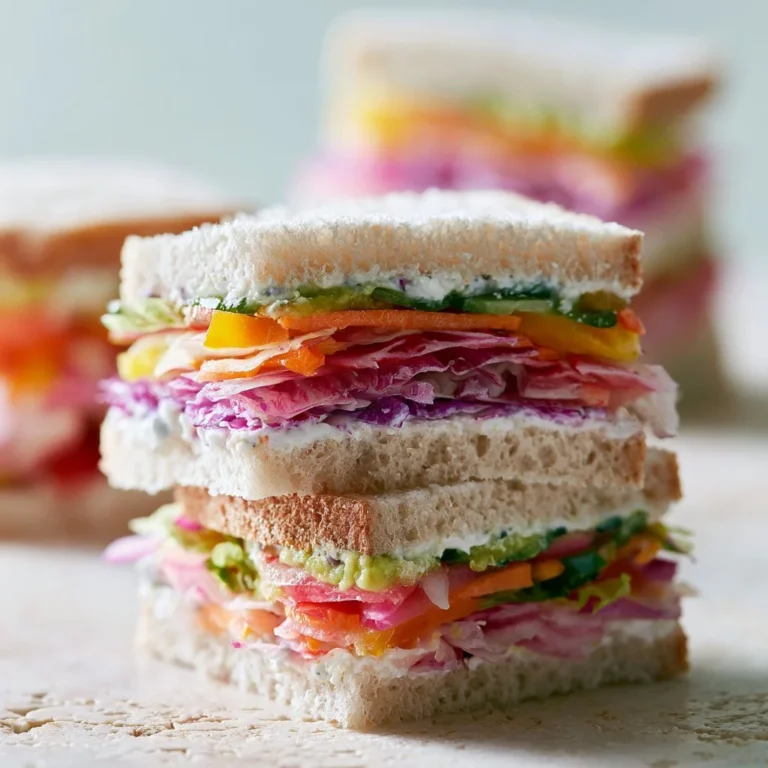 Variety of colorful mini sandwiches arranged on a platter for a party