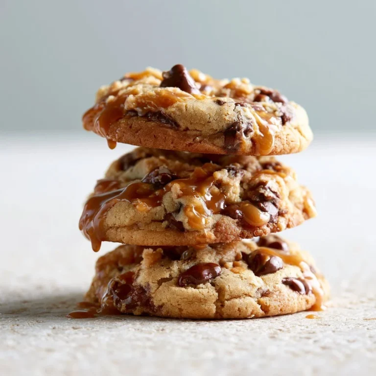 Delicious Peanut Butter Chocolate Caramel Cookies on a plate