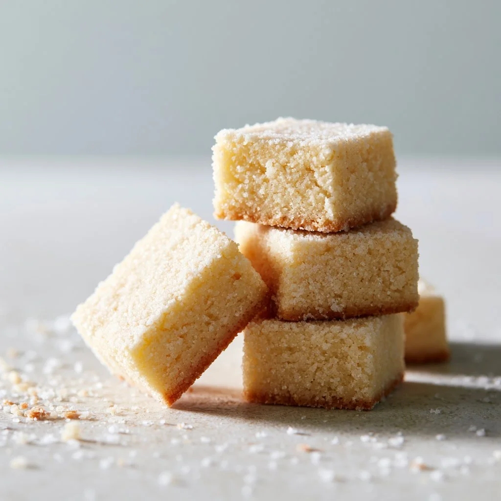 Delicious homemade shortbread cookies arranged on a plate for serving.