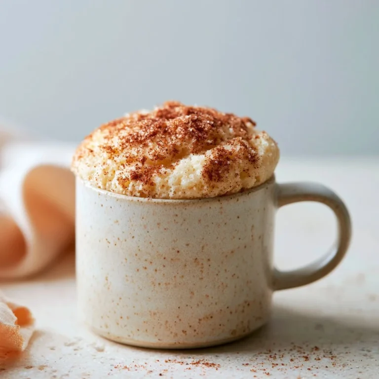 Delicious Snickerdoodle Mug Cake served in a coffee mug