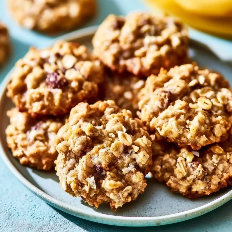 A plate of homemade banana oat cookies, ready to enjoy as a healthy snack.