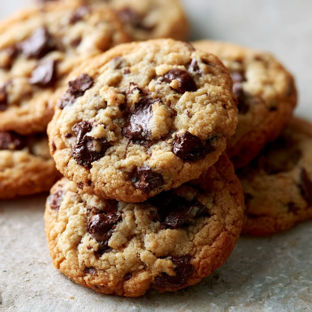 Plate of classic chocolate chip cookies fresh from the oven