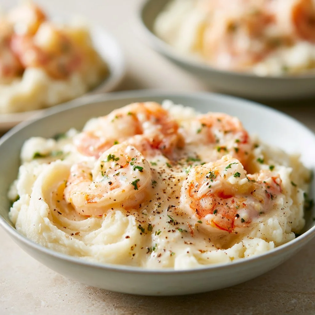 Creamy Garlic Butter Shrimp with Mashed Potatoes