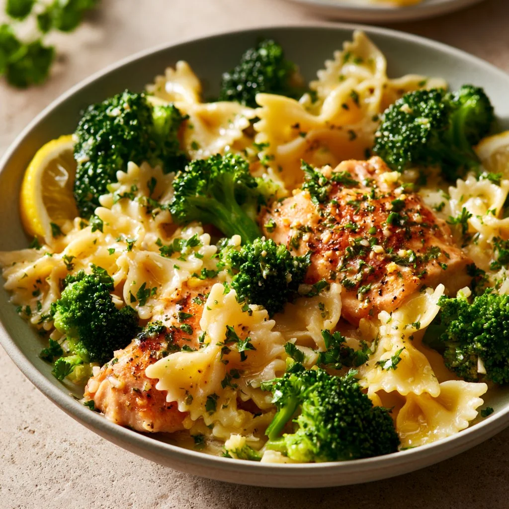 Cowboy Butter Lemon Bowtie Chicken with Broccoli