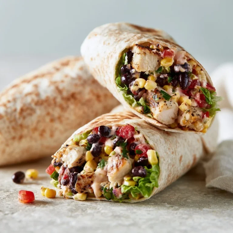 Southwestern Chicken Wraps with fresh vegetables and spices